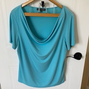 Addition Elle light blue draped neck t-shirt